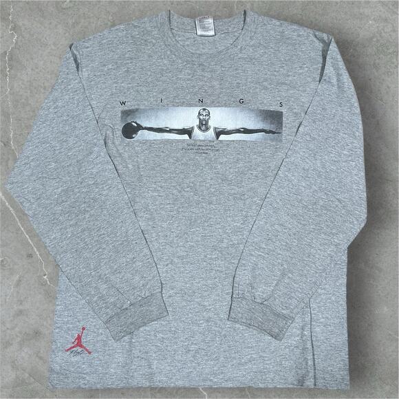 Vintage 90s Nike Michael Jordan Flight Wings William Blake L/S Shirt Size Medium - Picture 1 of 12